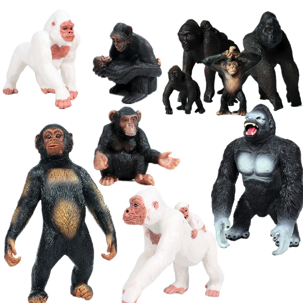 Chimpanzee Gorilla Orangutan Gibbon Animal Figure Model Toy Collector Kids Gift