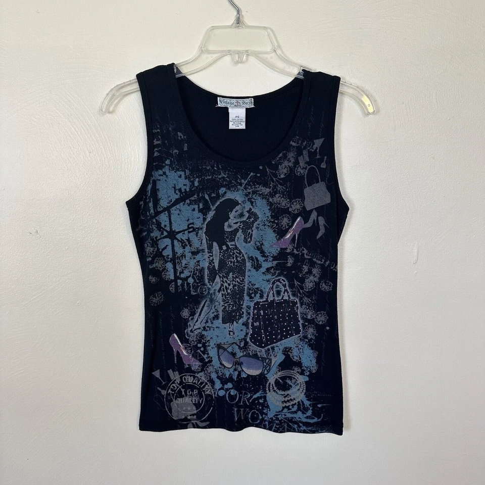 Vtg Suzie Womens Top Graphic Sparkle Tank Shirt Size Small Lot of 3 Art to Wear - Image 2 of 4