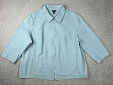 Eileen Fisher Jacket Womens 3XL Italian Fabric Textured Full Zip Blue Lagenlook