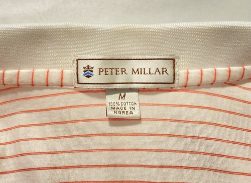 Peter Millar White & Pink Striped Men's Golf Polo Shirt Size M 100% Cotton - Picture 3 of 16