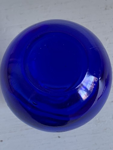 Vintage Cobalt Blue Glass Light Bulb Oil Lamp 5.5” - Picture 8 of 13