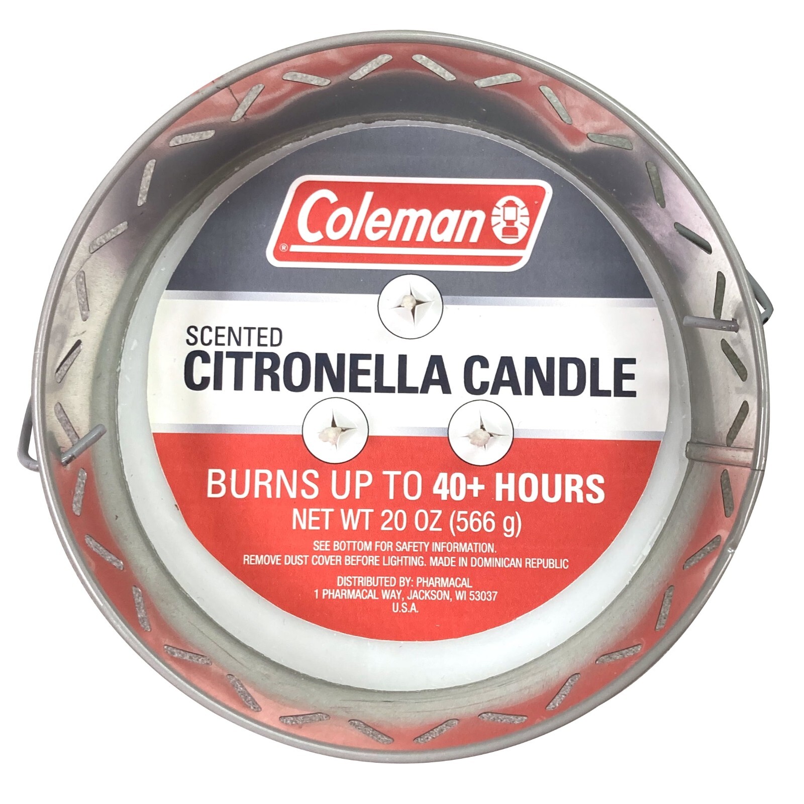 Coleman Brand Triple Wick Citronella Candle 20oz 2Tone Bucket, Gray