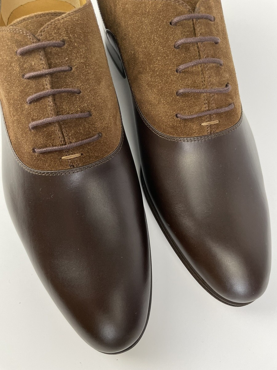 Gucci 719741 Men's Leather Suede Oxford Shoes Cocoa/Brown Size