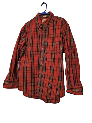 CE SCHMIDT Workwear Shirt Mens Large Red Plaid Outdoor Hike Camp Farm