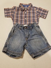 Baby Gap Shirt  Old Navy Distressed Cargo Jean Shorts 12-18M