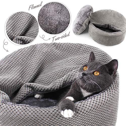 Washable Warming Cat Bed House,Round Soft Cat Beds for 12.59 x 12.59 x 5.91 in - Bild 7 von 7