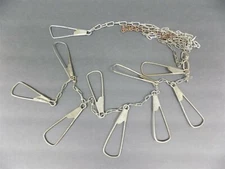 Vintage Unbranded 6' Metal Fish Stringer 9 Snap Hooks