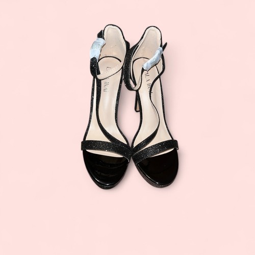 Lala Ikai Platform Heels Black Glitter Sandals Comfy Open Toe Ankle Strap W 7 - Picture 3 of 3
