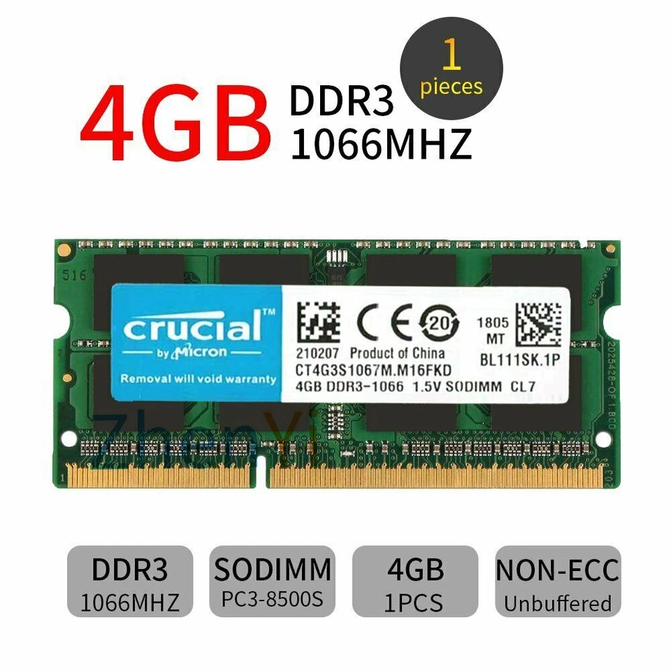 8GB 4GB PC3-8500 DDR3 1066/1067MHz RAM for MacBook Pro Early 2009 / Mid 2009 LOT - Image 4 of 4