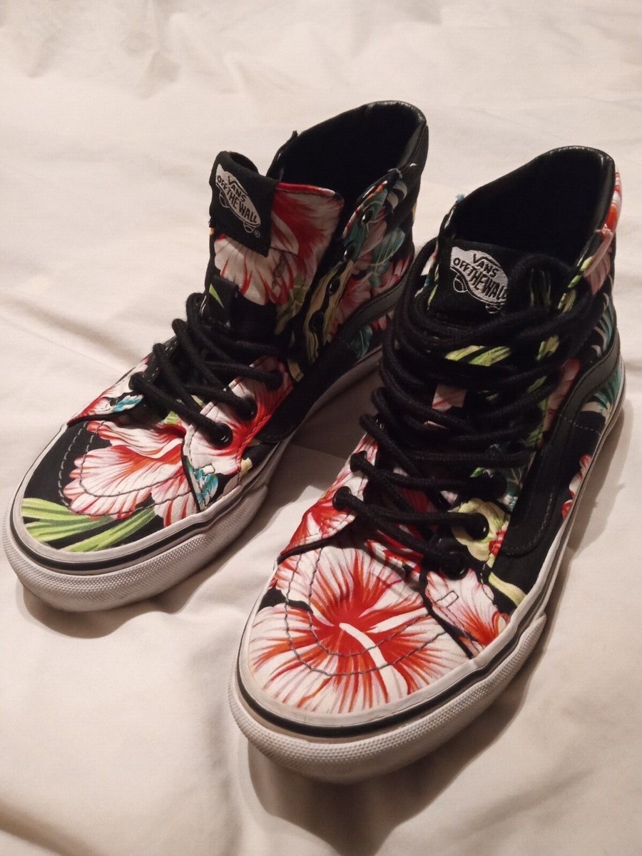 Floral Real High Top Vans VANS High Top Skateboard Shoe Size Black