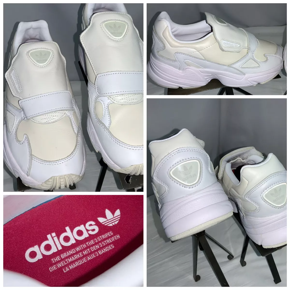 Adidas falcon clearance leather white