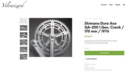 Manivelle Shimano Dura Ace GA 200 - 170mm - 52/42 Dents - 620g - 1976 (Occasion)