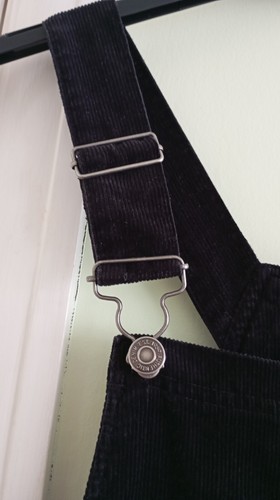 SIZE UK 12 NEW LOOK BLACK CORDUROY CORD FULL LENGTH DUNGAREES ALL SEASONS - Picture 6 of 21