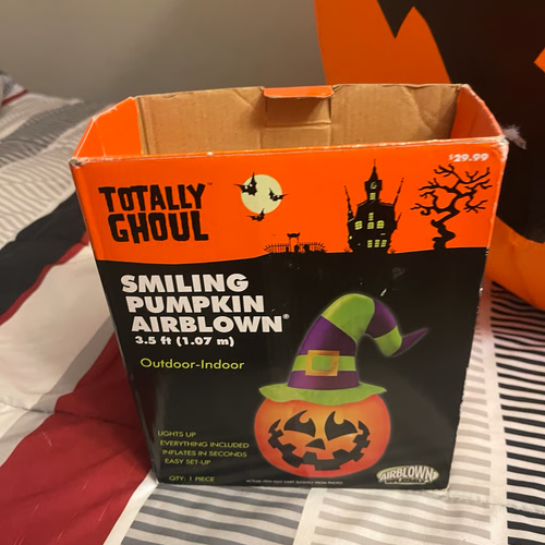 Gemmy Rare Halloween 3.5ft Smiling Pumpkin Airblown Jack O Lantern Works! - Picture 2 of 6