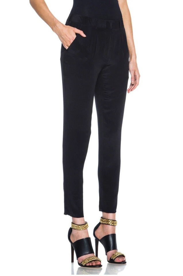 JENNI KAYNE Black Pleated Tapered Casual Dress Pants Pockets Womens Size 4 Aa12 - Image 3 of 4