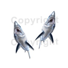 Mako Shark Sticker Decal Fishing RV Boat Car Truck Camper Trailer F043 2 Pack