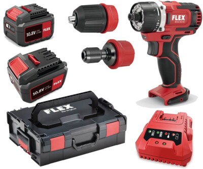 Flex Cordless Screwdriver DD 2G 10.8-EC 2x Batteries Charger L-BOXX 462.764