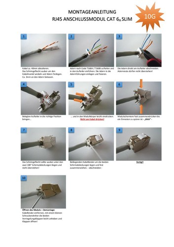 10x RJ45 Keystone Module Jack + 10x UP-K LAN Anschlussdose Netzwerkdose 1-fach - Bild 8 von 8