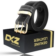 Mens Leather belts stitch double Prong Heavy duty 100% Original Cow Leather