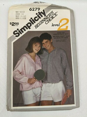Simplicity 6279 Mens Ladies Hoodie 3/4 zip sewing pattern size 32