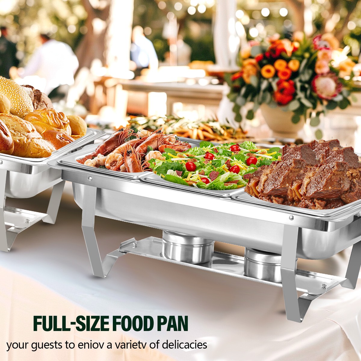 Chafing Dish Set Voedselwarmer Roestvrij Staal 7.5L 2 Stuks Buffet Rechthoekig P 010339480881