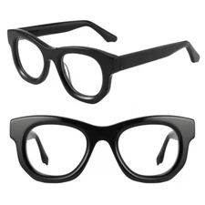 Vintage Square Acetate Eyeglass Frames Recessed Full Rim Glasses Men Women
