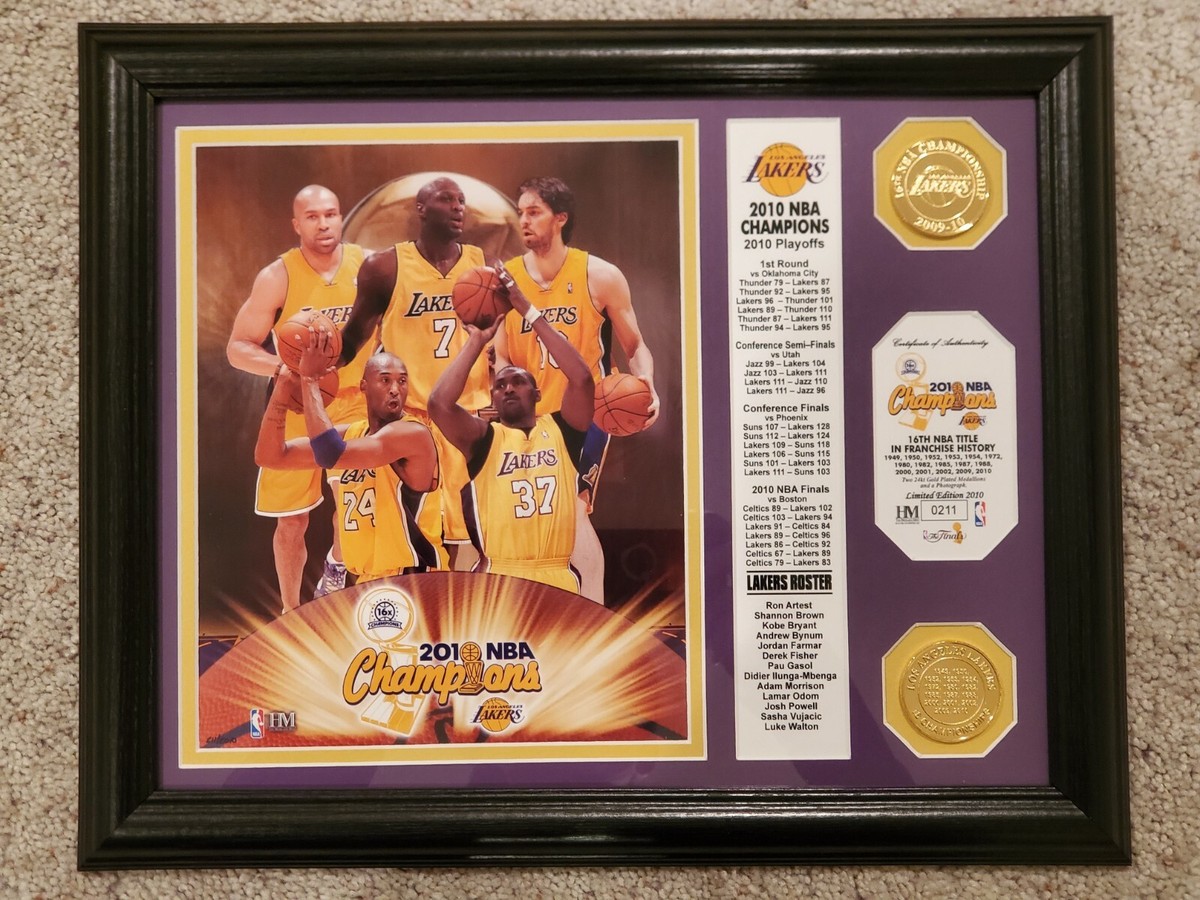 Lakers NBA Champs 2010, 2 Gold plate coin Highland Mint, Kobe