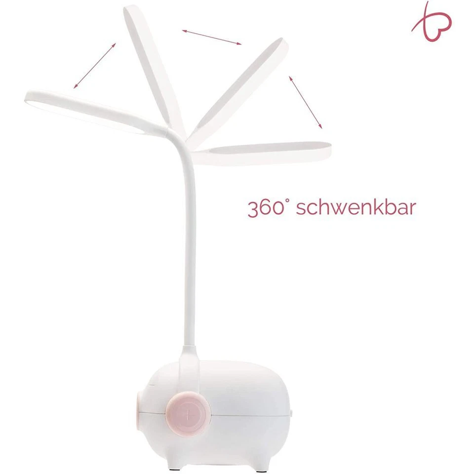 Pauleen 480.27 Sweet Little Pig Schreibtischleuchte 5W USB 5V Weiss Rosa Dimmbar - Bild 3 von 4