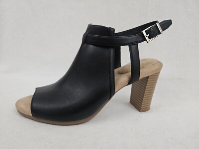 NWT  Black Faux Slingback Block Heels Shoes Free Ship