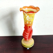 Vintage Multi Color Hand Shape Glass Flower Vase Japan Decorative GV9