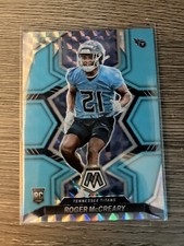 2022 Panini Mosaic Football Roger McCreary Rookie Blue Fluorescent /15