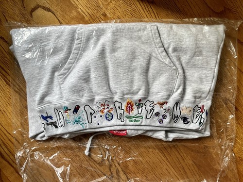 Supreme AOI Icons Hooded Sweatshirt - Ash Grey - Size S Small - NEW IN BAG - Picture 3 of 4