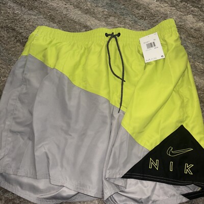 Nike Swim Mens 2XL Green Gray Volley 7'' Trunks NESSC469-001 New