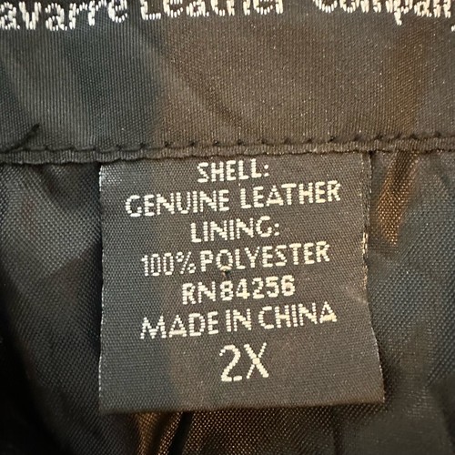 Navarra Leder Firmenmantel Herren 2XL schwarz Leder Knopfleiste vorne Polyester gefüttert - Bild 10 von 11