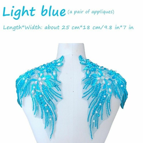 Embroidered Floral Applique Beaded Sequin Patch Trim Shiny for Dress Costume - Picture 20 of 22