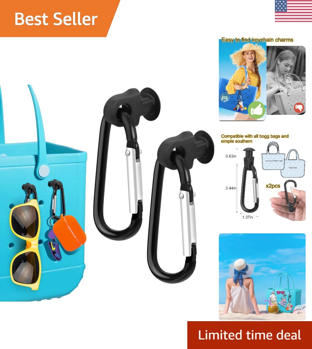 Lightweight Bogg Bag Key Holder with Carabiner Clip for Active Lifestyles