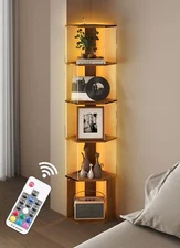 6 Tier Corner Shelf with LED Light, Corner Display Cabinet 62.8”Tall Displ