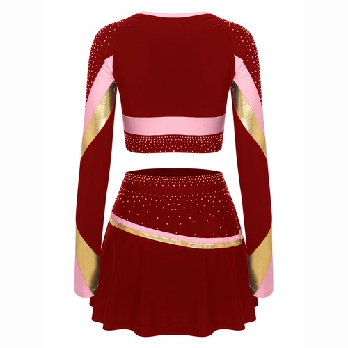 Prendas para el torso cortas y mini faldas para mujer Cheerleading manga larga con pedrería - Imagen 32 de 60