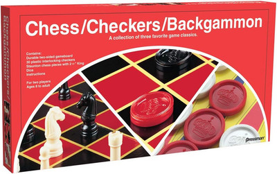 Chess / Checkers / Backgammon - 3 Games in One with Full Size Staunton Chess Pie