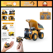 1/64 Scale Remote Control Dump Truck Toy - 8-Channel RC Construction Vehicle, Me
