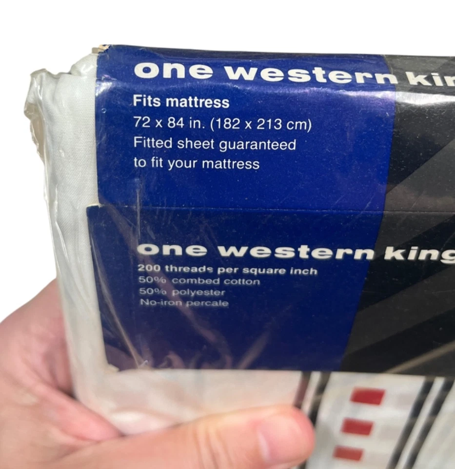 new 80's 90's Geometric Color Block King Bed Sheet Set Vintage Katja 1989 Red - Image 3 of 4