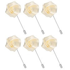 6Pcs Rose Anstecknadel f&uuml;r Herren, Satin Blume Anstecknadeln, Lotus