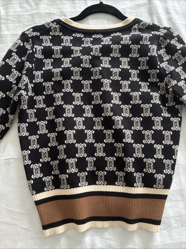 Nancy Yang Women’s Blue White Logo Cardigan Sweater XS - Worn once - Picture 4 of 5