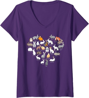Love Bunnies Funny Rabbit Heart Cute Animals Present Ladies' V-Neck Tshirt