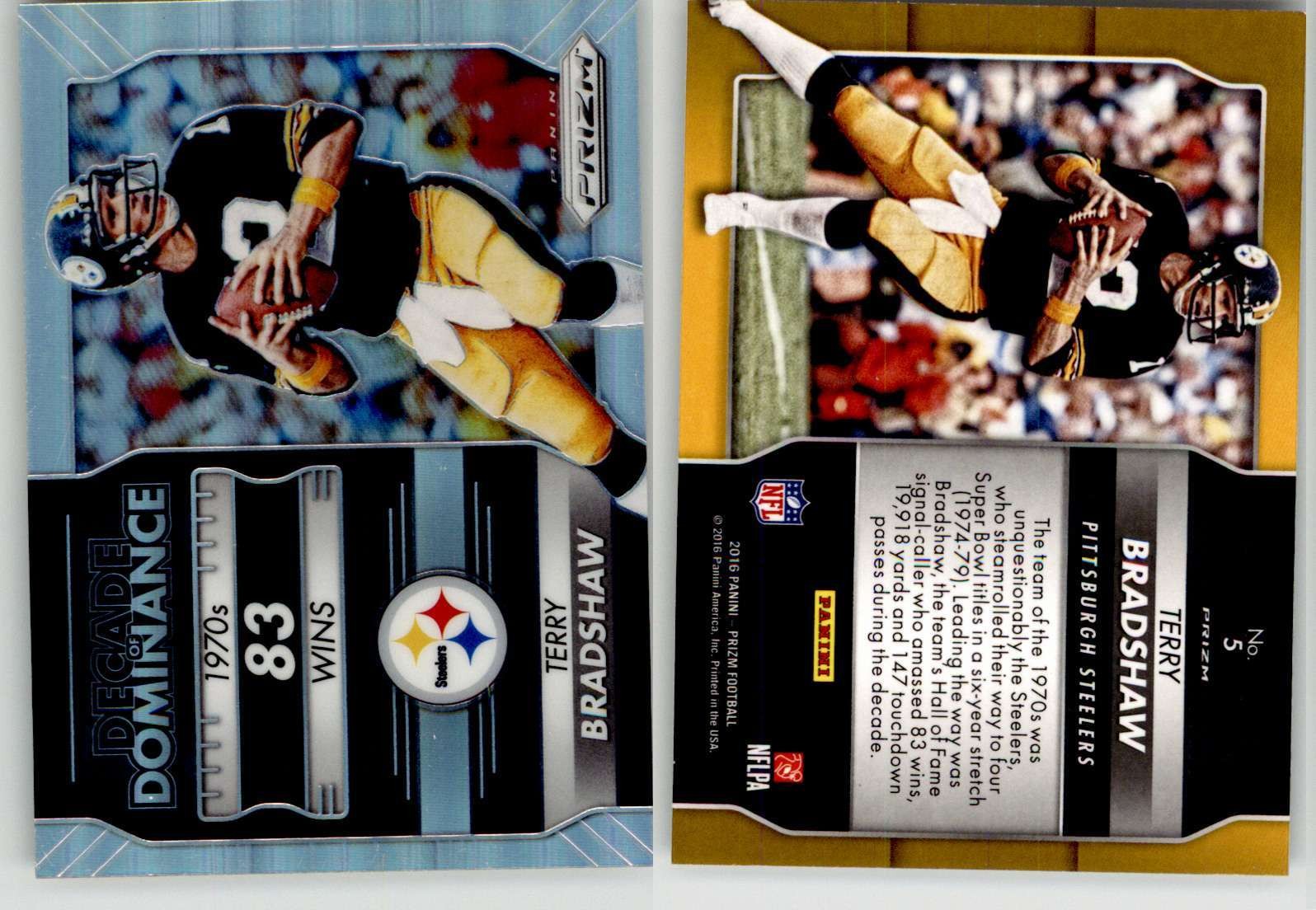 Terry Bradshaw 2016 Prizm Decade of Dominance Silver #5 Steelers HOF