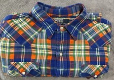 Ralph Lauren Polo Country Western Wear Diamond Pearl Snap Plaid Sz XL Vintage