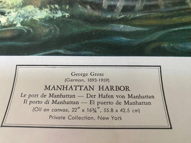 Antiguo George Grosz New York Harbor NYGS 1949 impresión 19 x 25 Foto 4 de 4