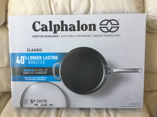Calphalon Classic Aqua Shield 5-qt. Nonstick Saute Pan & Lid New In Box-ShipsNow
