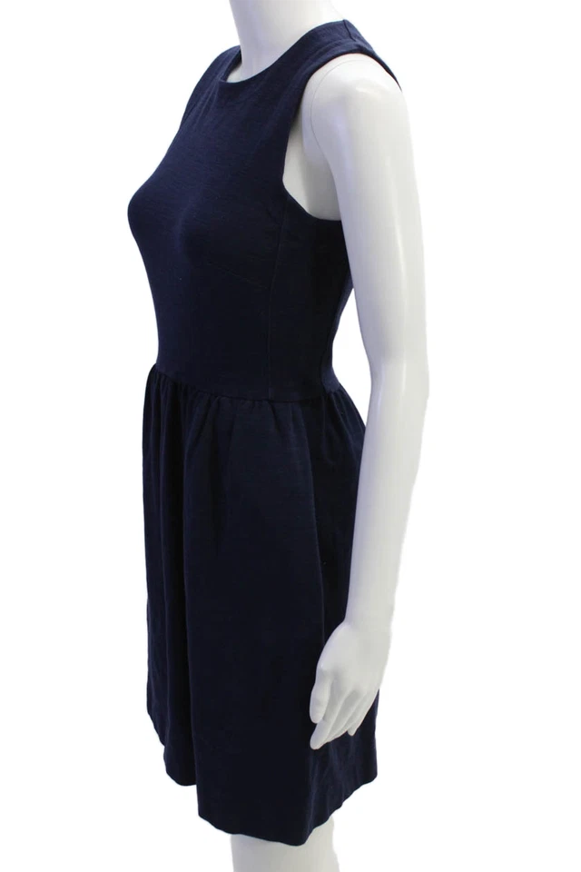 Vestido recto Madewell para mujer de algodón con cuello redondo sin mangas azul marino talla XS Foto 2 de 4