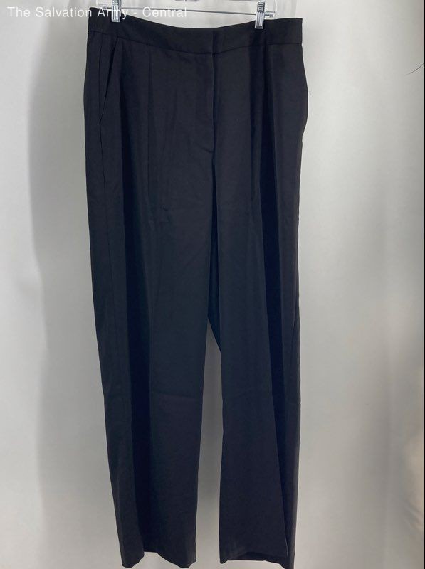 Quince Womens Black Flat Front Slash Pocket Straight Leg Dress Pants Size 16